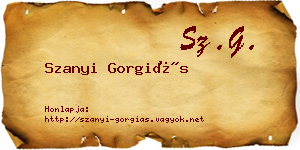 Szanyi Gorgiás névjegykártya