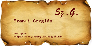 Szanyi Gorgiás névjegykártya